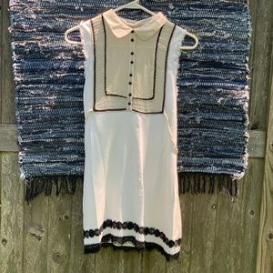Cream and Black Lacy Collared Free People Dress